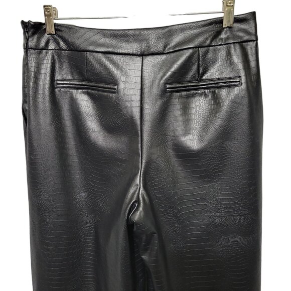 J Jason Wu Sz 10 Pants Faux Leather Croc Texture Cropped Culotte Wide Leg Black - Picture 5 of 11